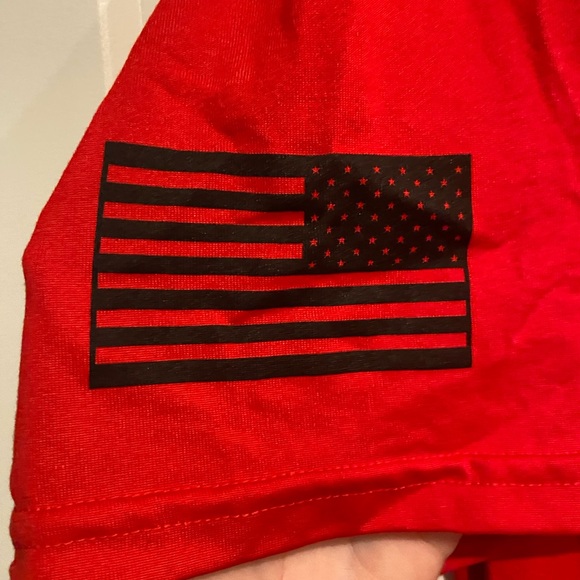 Under Armour red Big Red One Military Army loose Men's shirt sleeve Large NWT - Picture 10 of 12